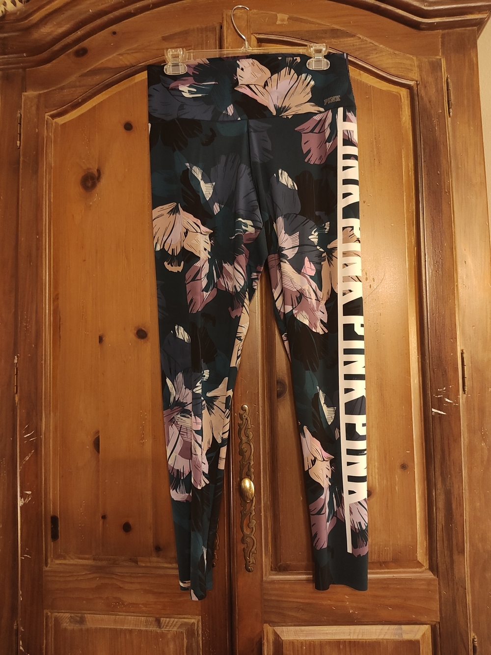 PINK Victoria's Secret Teal Floral High-Rise Leggings with Pink Accents